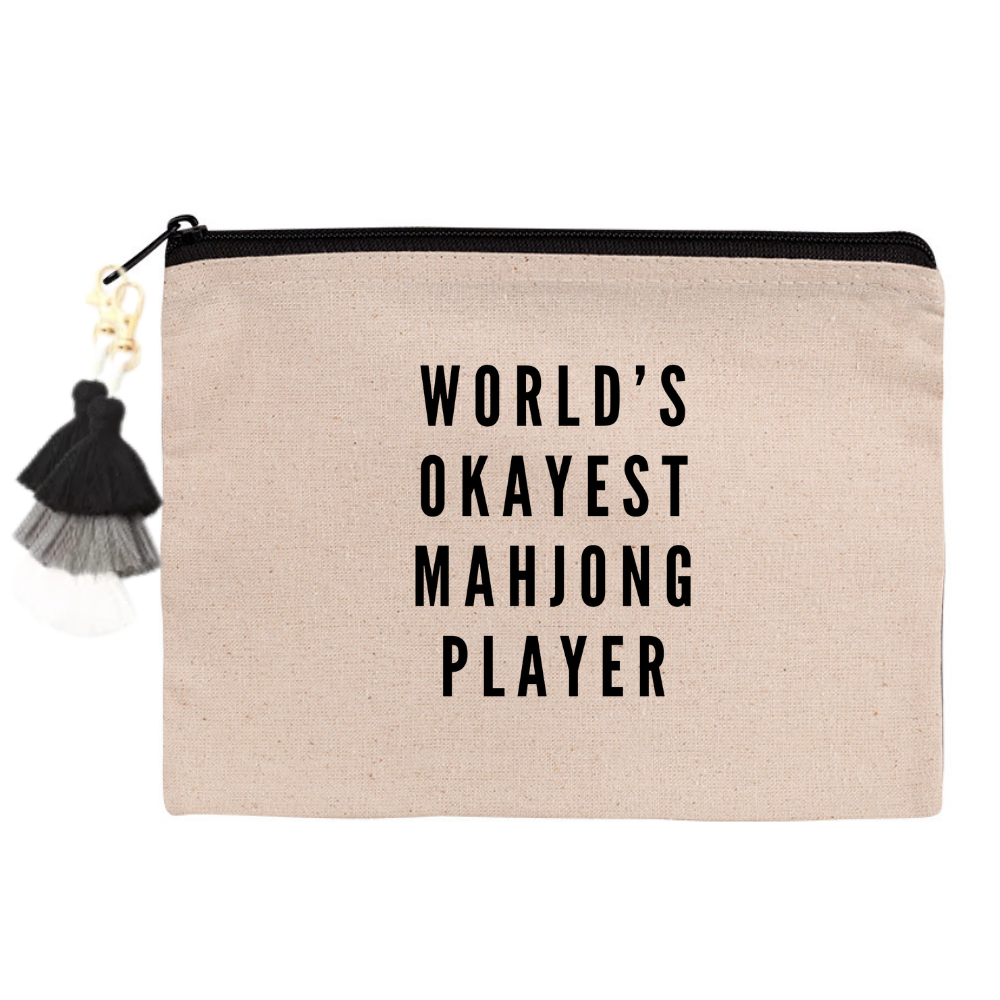 Mahjong Zippered Canvas Pouch