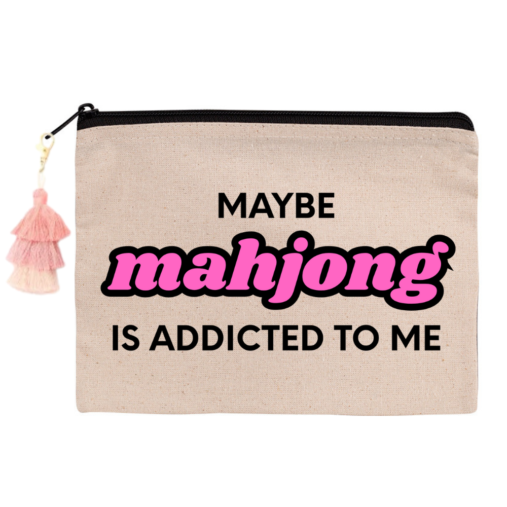 Mahjong Zippered Canvas Pouch