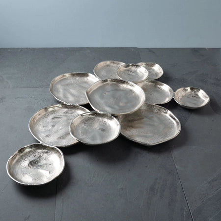 charcuterie cluster platter in metallic silver