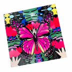 colorful edgy butterfly design on an acrylic lucite thick candy dish, elegant, housewarming gift