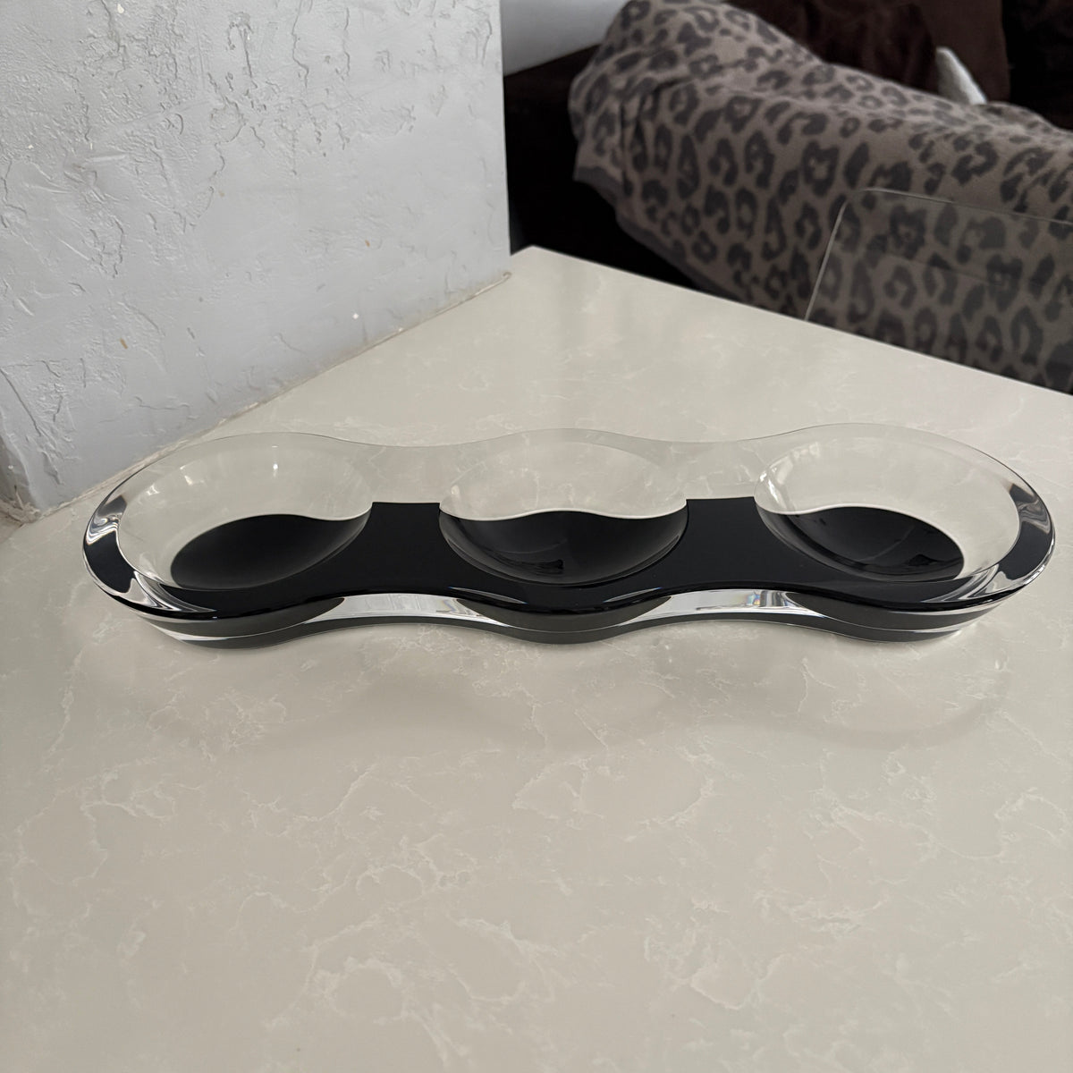 Black Triple Lucite Candy Dish
