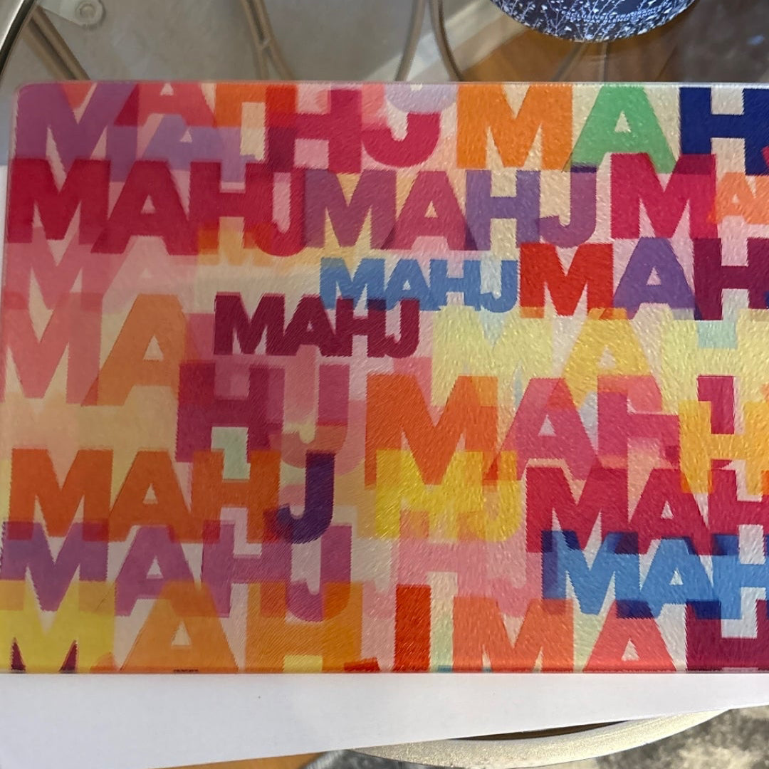 Mahjong Glass Cutting Board Serving Tray