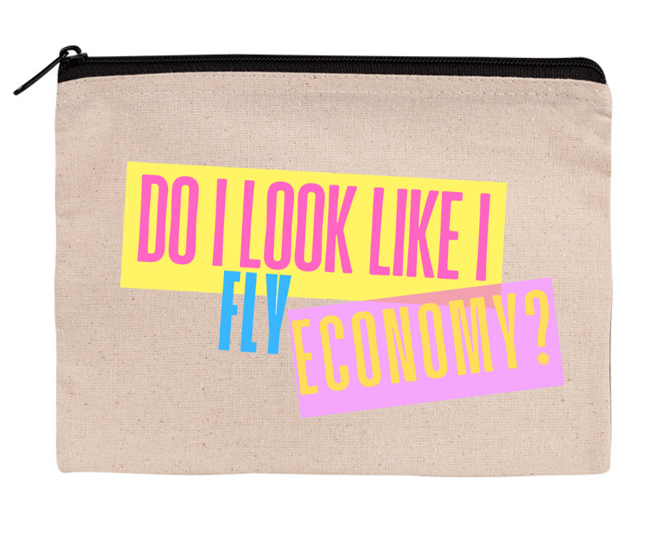 Fly Economy... Zippered Canvas Pouch