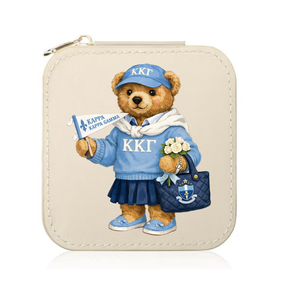 College Sorority Bear Travel Jewelry Box