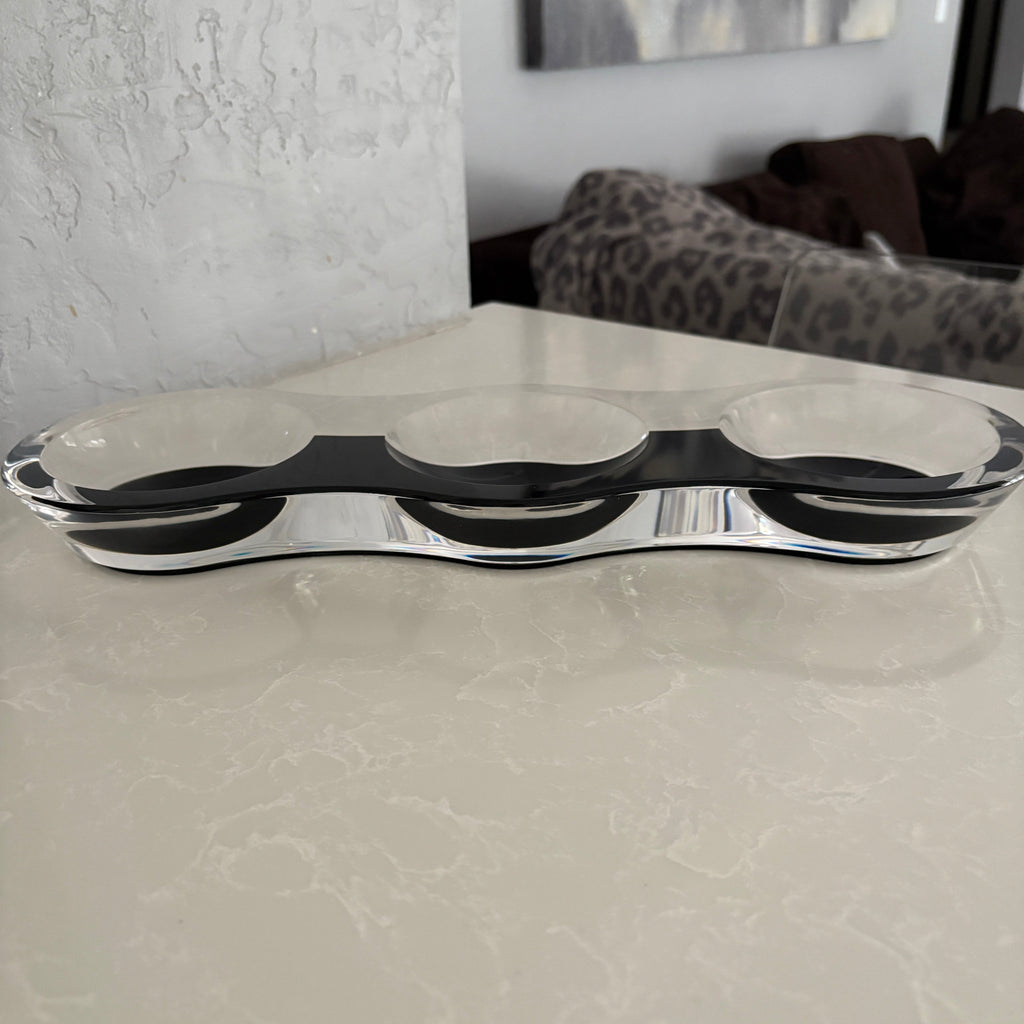 Black Triple Lucite Candy Dish
