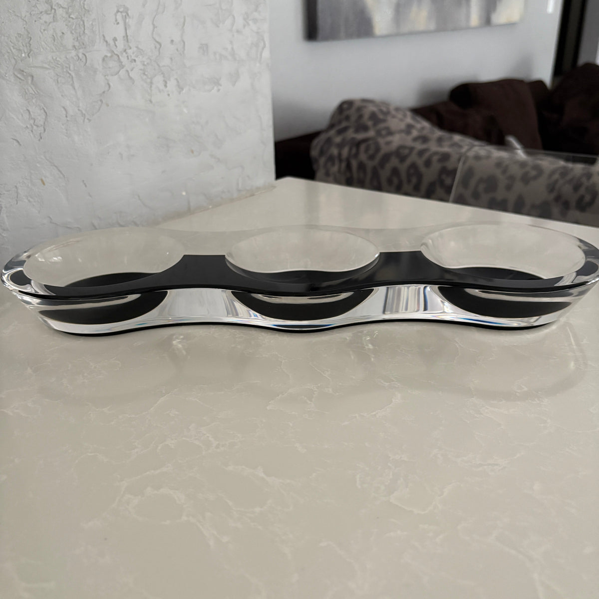 Black Triple Lucite Candy Dish
