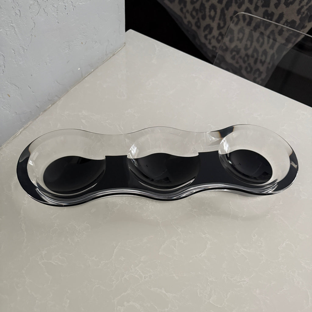 Black Triple Lucite Candy Dish