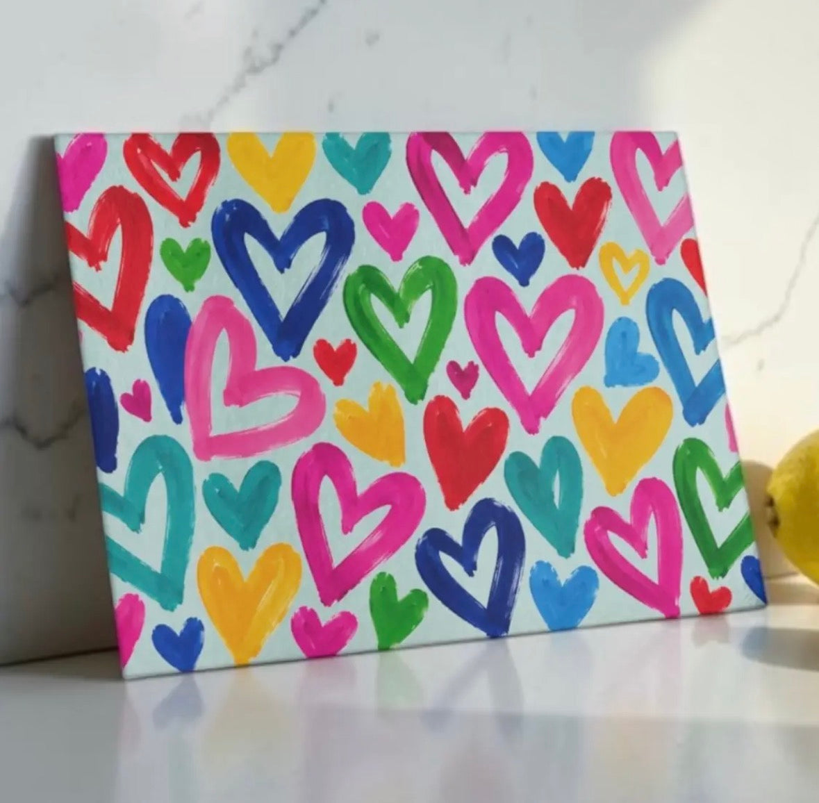 Abstract Hearts Glass Cutting Board Serving Tray
