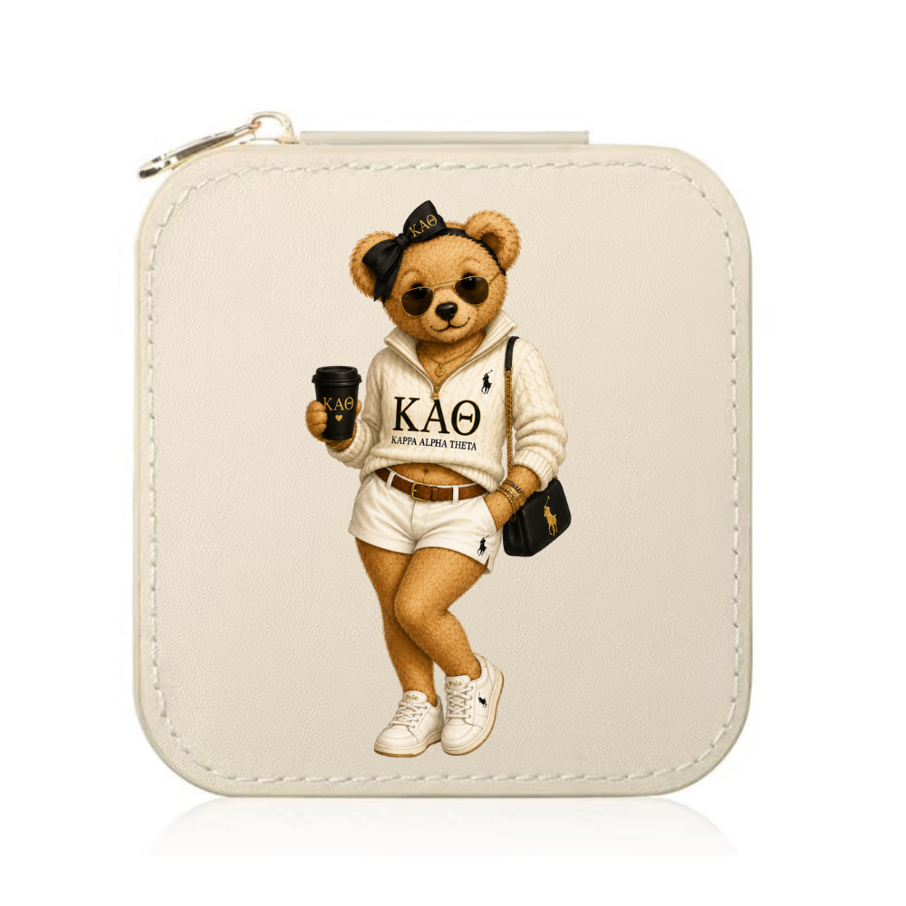College Sorority Bear Travel Jewelry Box