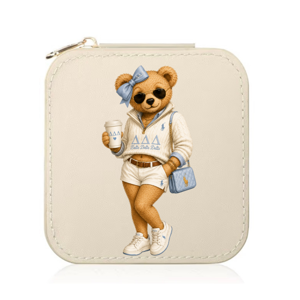 College Sorority Bear Travel Jewelry Box
