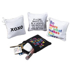 assorted coin pouches with sentiments for every occasion, hold lipstick, mahjong money, coins, medication, fits inside purse