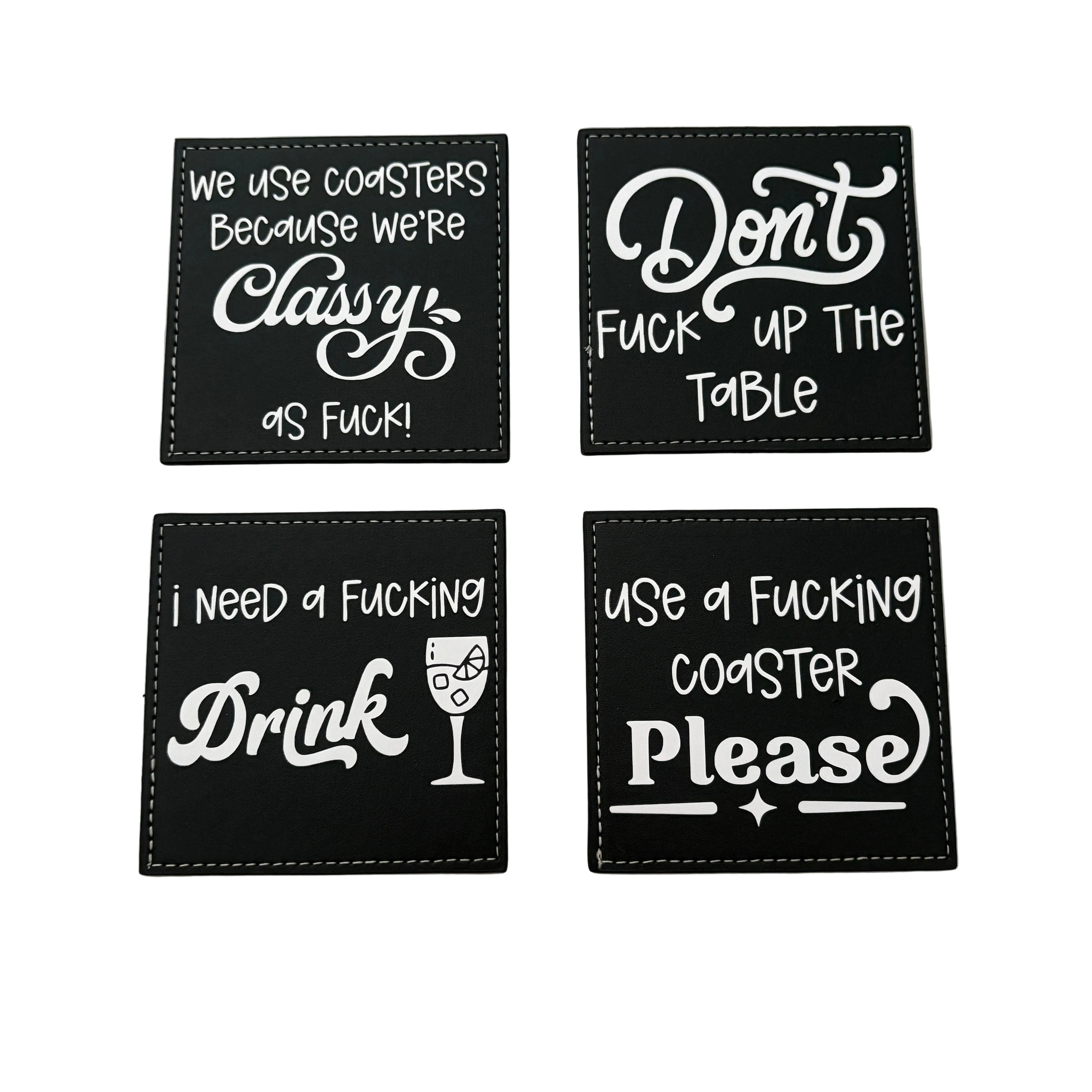 Leather Sassy Coaster Set