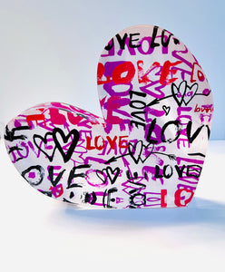 Graffiti Love Acrylic Heart Block