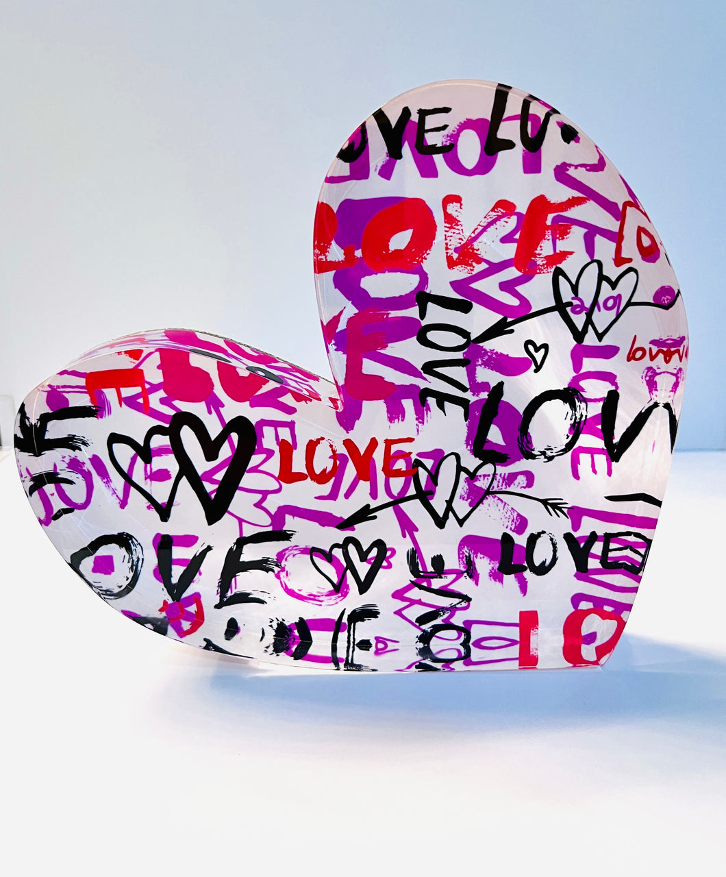 Graffiti Love Acrylic Heart Block