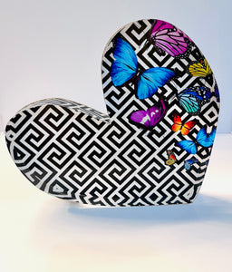 Butterfly Key Acrylic Heart Block