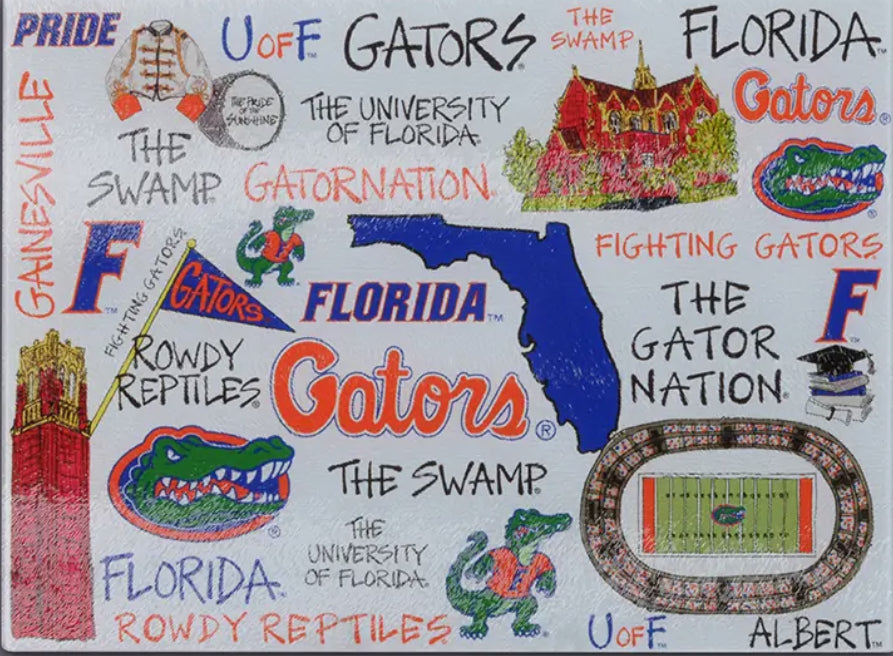 UF University of Florida College Glass Serving Tray/Cutting Board