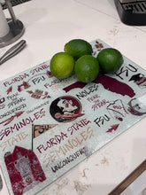 Load image into Gallery viewer, FSU Florida State University College Glass Serving Tray/Cutting Board
