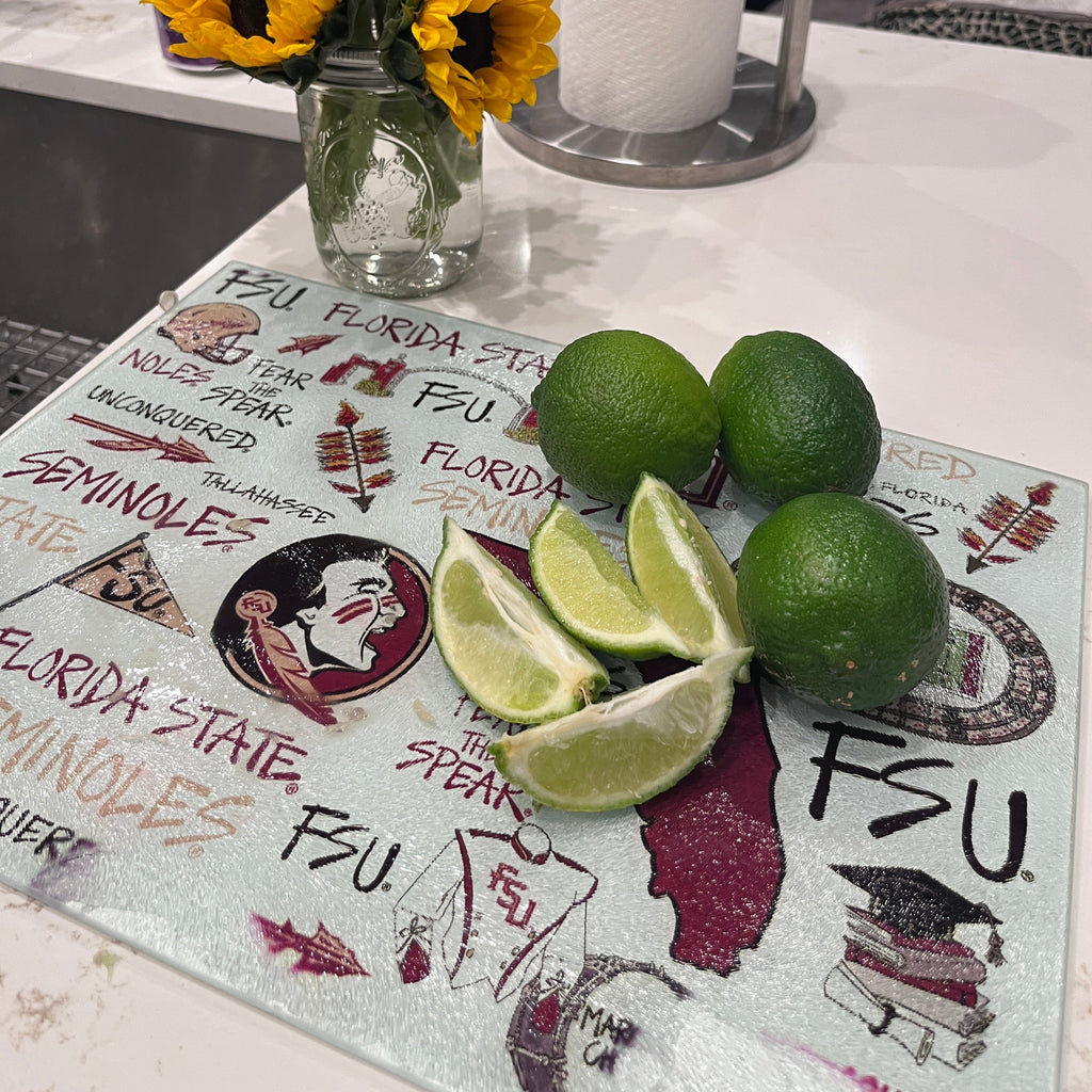 FSU Florida State University College Glass Serving Tray/Cutting Board