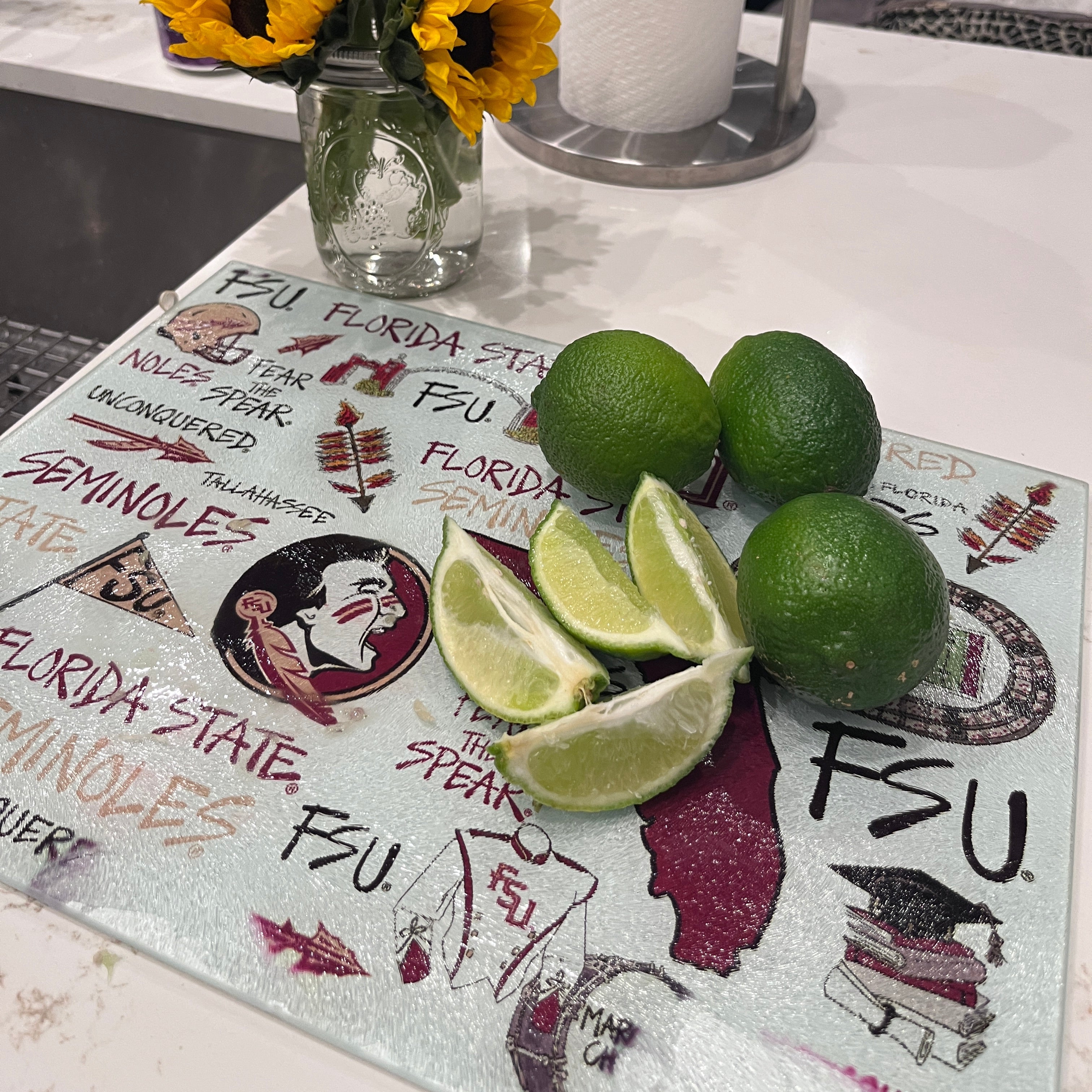 FSU Florida State University College Glass Serving Tray/Cutting Board