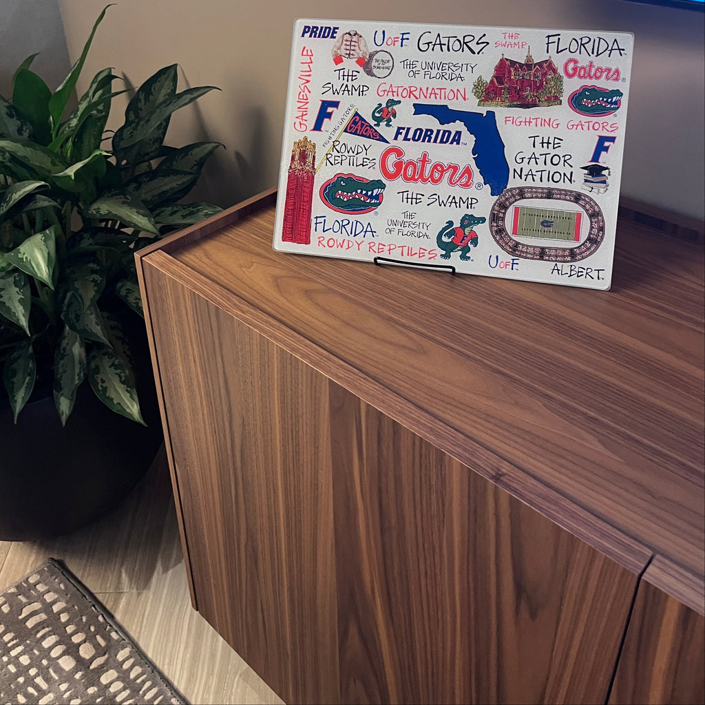 UF University of Florida College Glass Serving Tray/Cutting Board