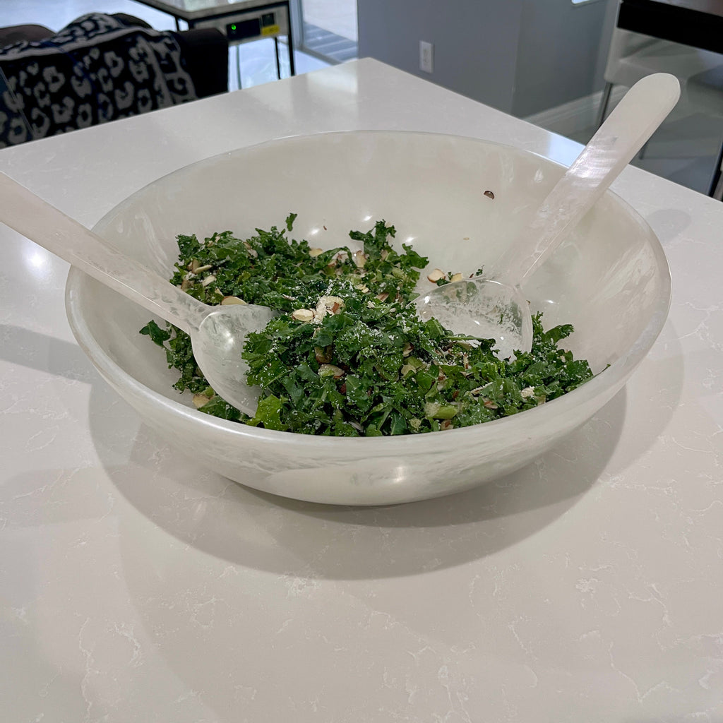Resin Salad Bowl with Servers – Collin The Shots: Luxe Gifts │ Tabletop ...