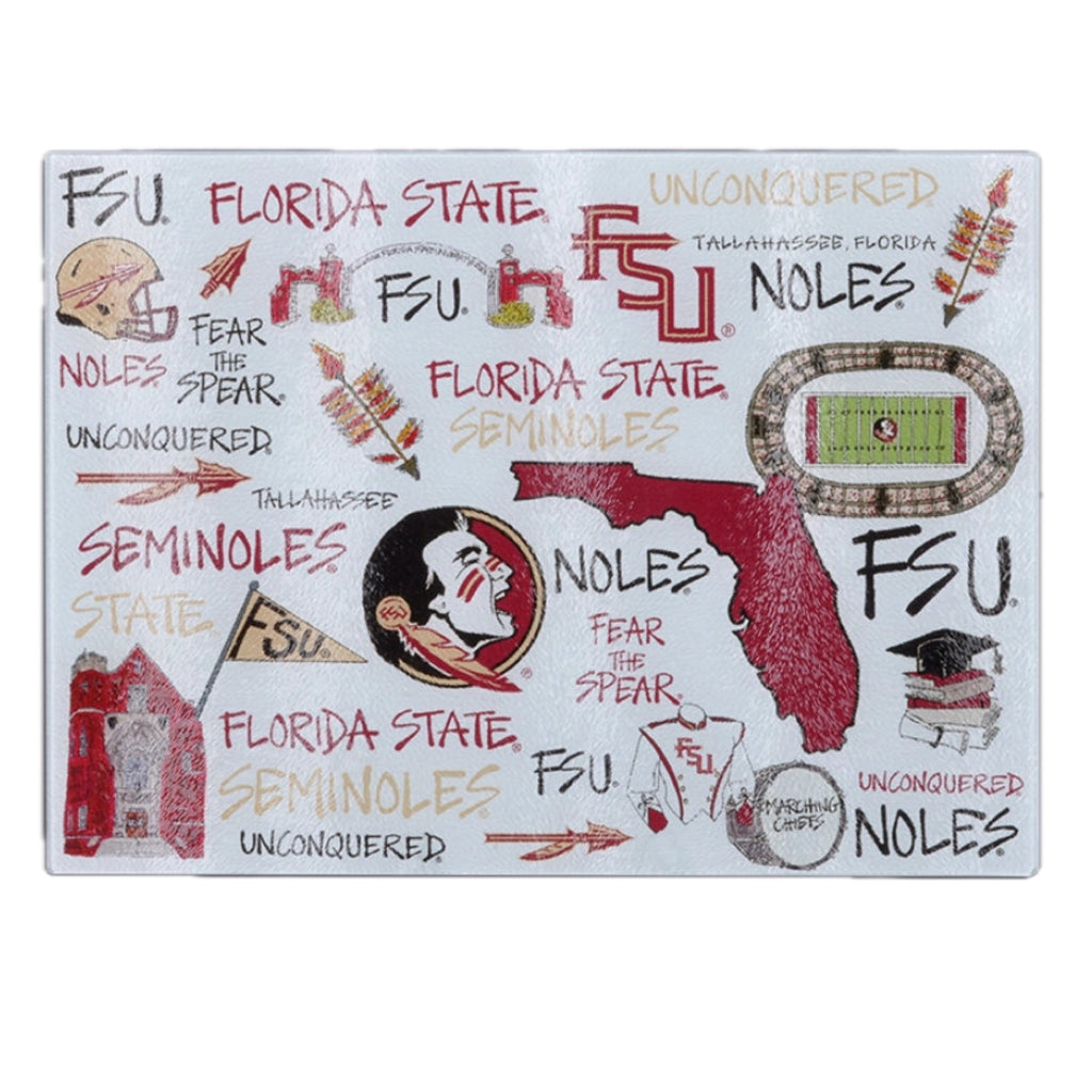 FSU Florida State University College Glass Serving Tray/Cutting Board