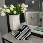 Black & White Stripes Acrylic Heart Block