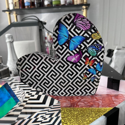 Butterfly Key Acrylic Heart Block