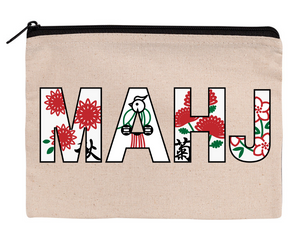 Mahjong Zippered Canvas Pouches