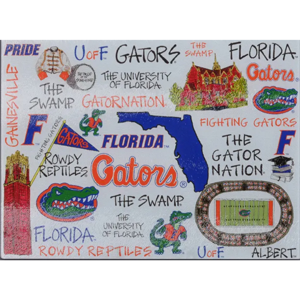 UF University of Florida College Glass Serving Tray/Cutting Board