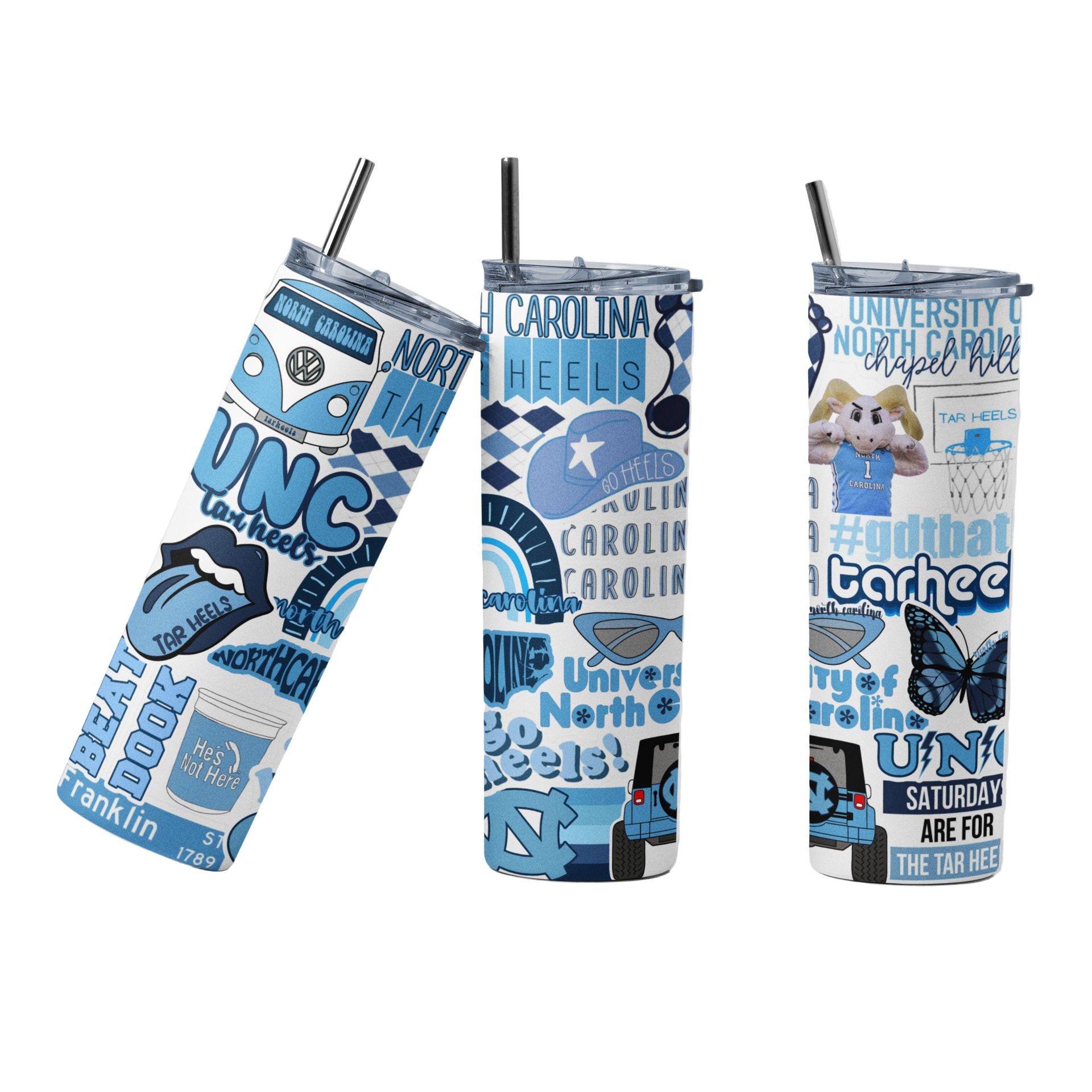 UNC college tumbler, drink sipper, 