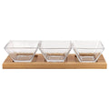 Hostess Set With 3 Glass Condiment Bowls on a Wood Tray