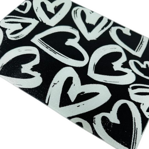 Black and White Hearts Glass Serving Tray/ Cutting Board