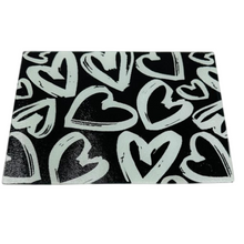 Load image into Gallery viewer, Black and White Hearts Glass Serving Tray/ Cutting Board
