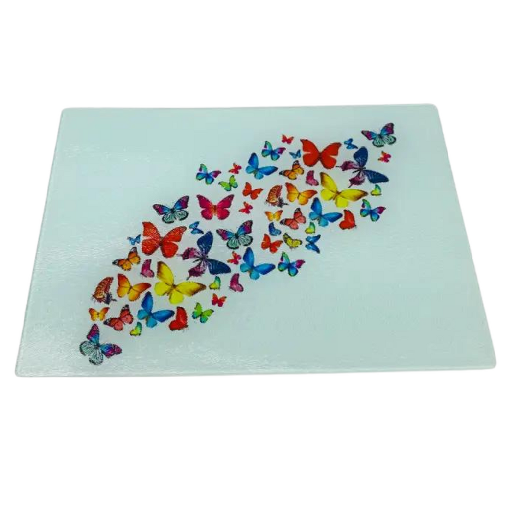 Butterfly Glass Serving Tray/ Cutting Board