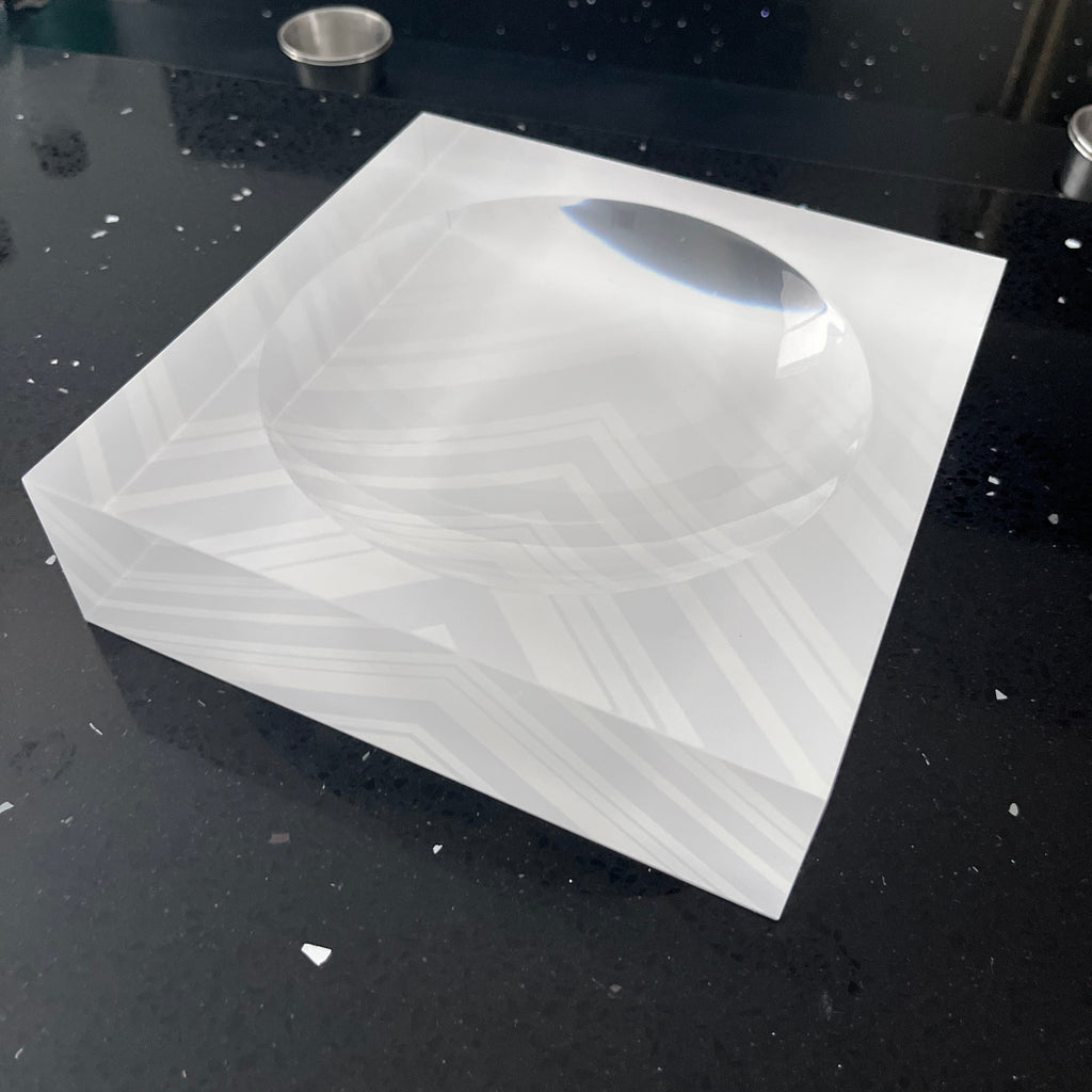 Decorative acrylic candy dish with modern chevron pattern