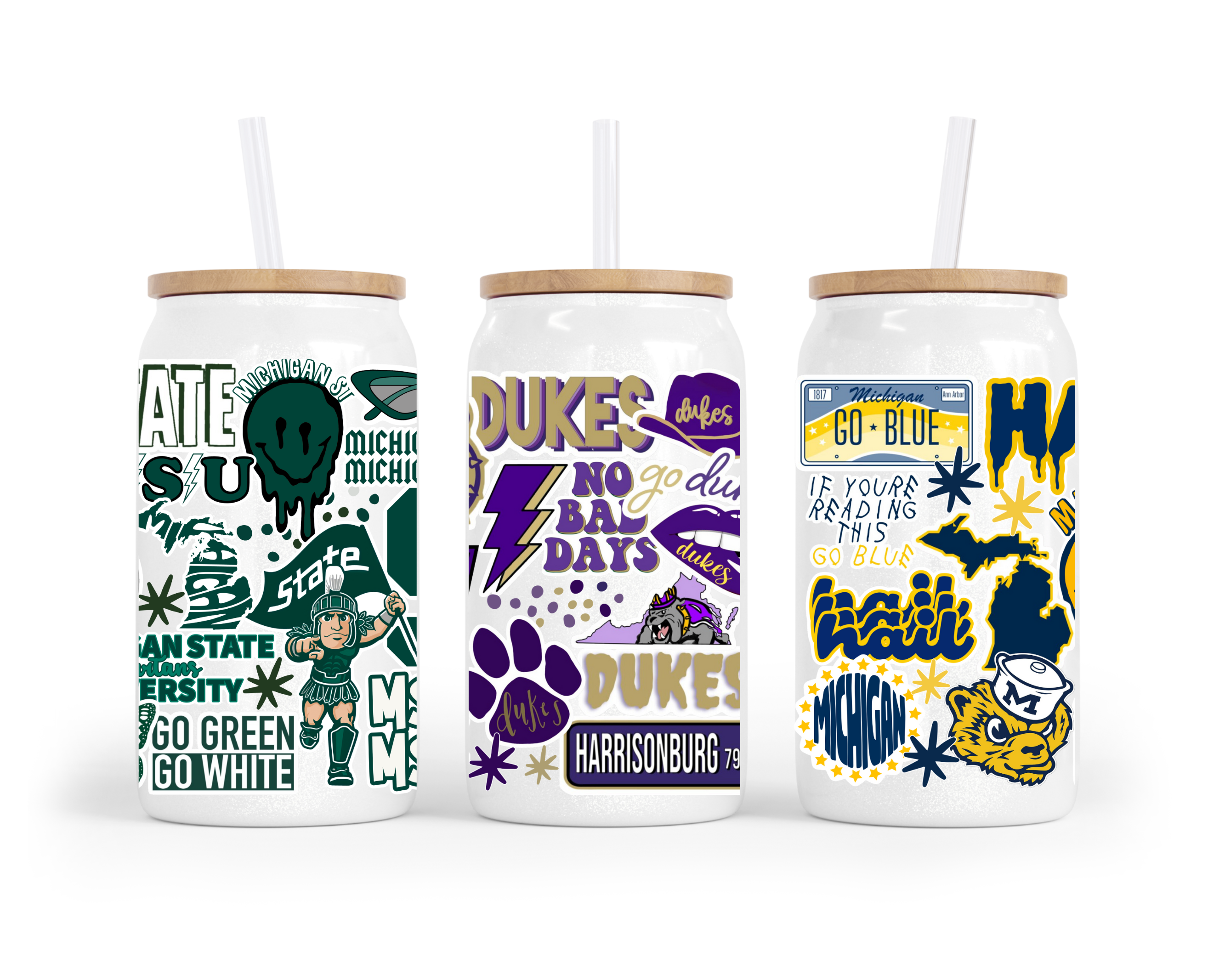 College Glass Iced Coffee Can Sipper