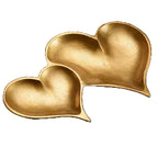 Two gold heart-shaped serving piece