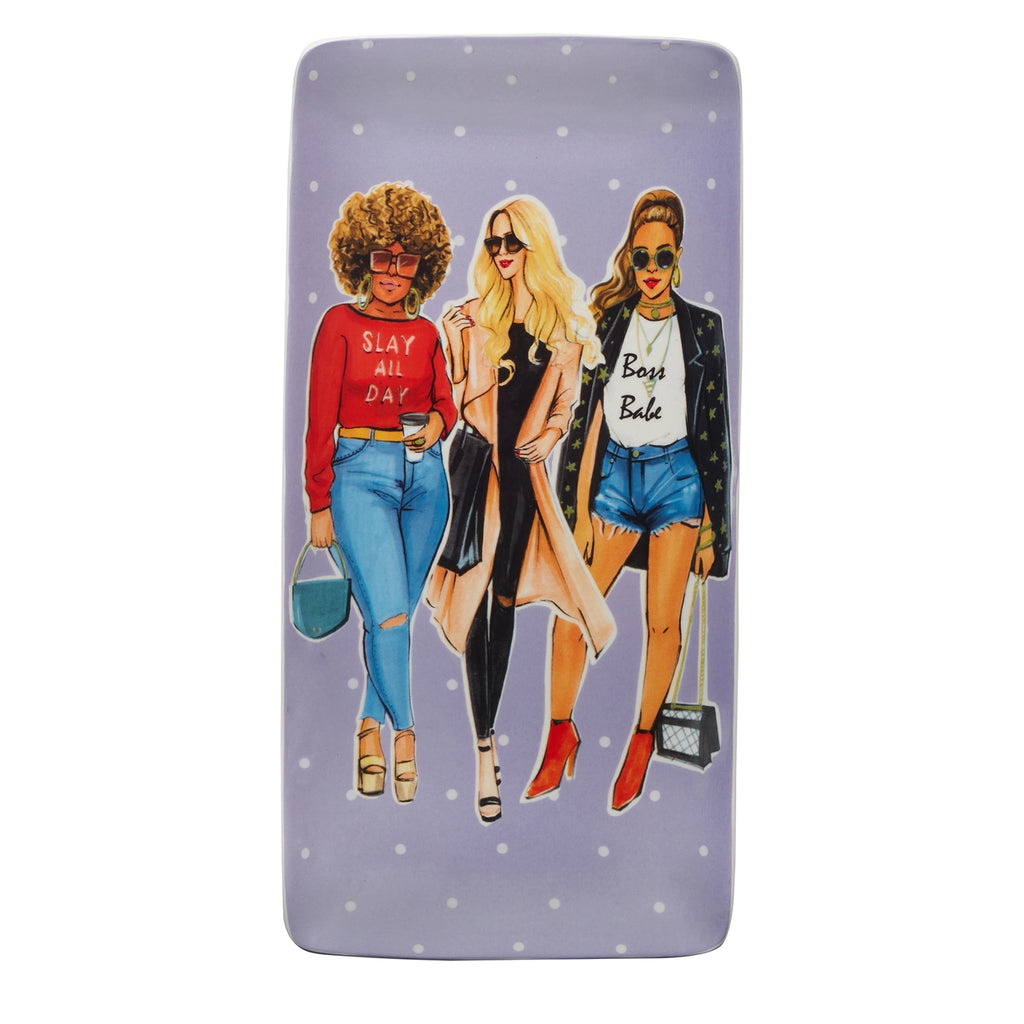 girlfriends ceramic serving tray platter, boss babes, small business friend