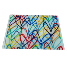 Load image into Gallery viewer, Graffiti Hearts Glass Serving Tray/ Cutting Board
