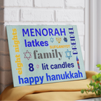 Hanukkah Glass Cutting Board Serving Tray or Menorah Drip Tray