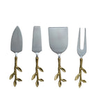  gold leaf handled cheese tools set 