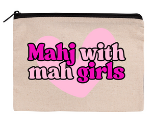 Mahjong Zippered Canvas Pouches