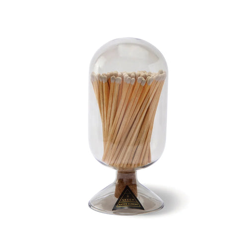 glass cloche white tip matches in an apothecary jar 