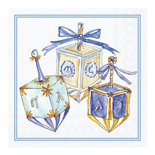 Hanukkah Dreidels Paper Cocktail Napkins