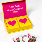 Pink Heart on Yellow PVC Plastic Playing Cards