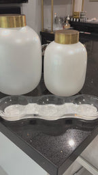 Pearl White Triple Lucite Candy Dish