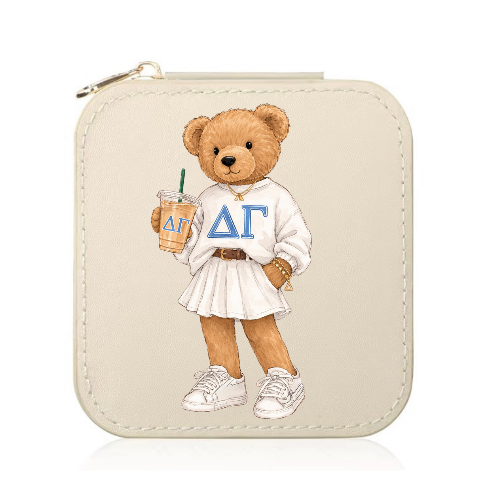 College Sorority Bear Travel Jewelry Box