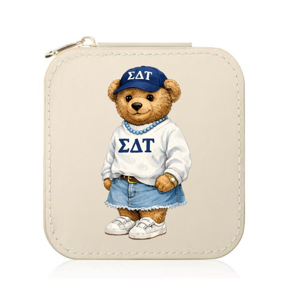 College Sorority Bear Travel Jewelry Box