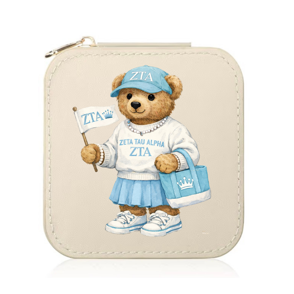 College Sorority Bear Travel Jewelry Box